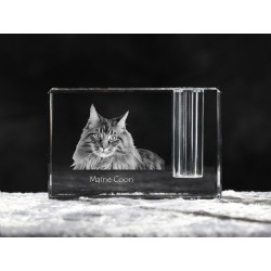 Maine Coon, Titular de la pluma de cristal con el gato, recuerdo, decoración, edición limitada, ArtDog