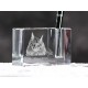 Maine Coon - kryształowy stojak na długopis z wizerunkiem kota, pamiątka, dekoracja, kolekcja.