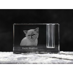 Gato exótico, Titular de la pluma de cristal con el gato, recuerdo, decoración, edición limitada, ArtDog