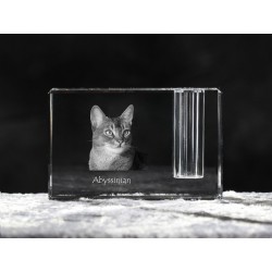 Kot abisyński - kryształowy stojak na długopis z wizerunkiem kota, pamiątka, dekoracja, kolekcja.