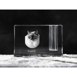 Ragdoll, Titular de la pluma de cristal con el gato, recuerdo, decoración, edición limitada, ArtDog