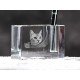 Kot amerykański krótkowłosy - kryształowy stojak na długopis z wizerunkiem kota, pamiątka, dekoracja, kolekcja.