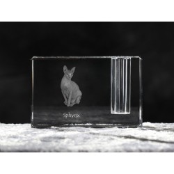 Sphynx, porta penna di cristallo con il gatto, souvenir, decorazione, in edizione limitata, ArtDog