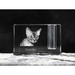 Devon rex, Titular de la pluma de cristal con el gato, recuerdo, decoración, edición limitada, ArtDog
