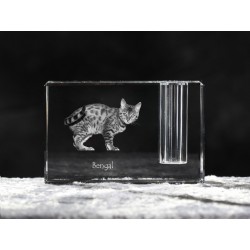 Gatto Bengala, porta penna di cristallo con il gatto, souvenir, decorazione, in edizione limitata, ArtDog