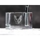 Ocicat - kryształowy stojak na długopis z wizerunkiem kota, pamiątka, dekoracja, kolekcja.