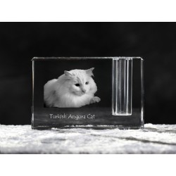 Gatto d'Angora, porta penna di cristallo con il gatto, souvenir, decorazione, in edizione limitata, ArtDog