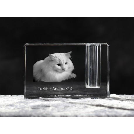 Angora turc, porte-plume en cristal avec un chat, souvenir, décoration, édition limitée, ArtDog
