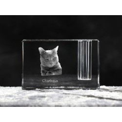 Chartreux, Titular de la pluma de cristal con el gato, recuerdo, decoración, edición limitada, ArtDog