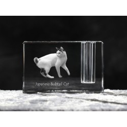 Japanese Bobtail, crystal pen holder with cat, souvenir, decoration, limited edition, Collection