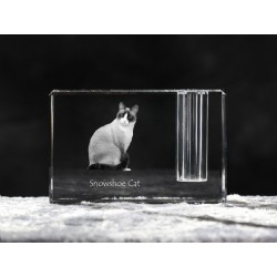 Snowshoe cat, crystal pen holder with cat, souvenir, decoration, limited edition, Collection