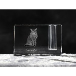 Somali cat, crystal pen holder with cat, souvenir, decoration, limited edition, Collection