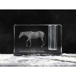Quarter horse - kryształowy stojak na długopis z wizerunkiem konia, pamiątka, dekoracja, kolekcja.