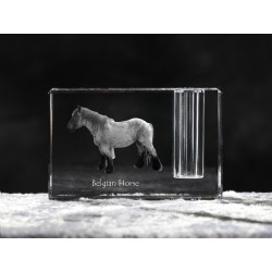 Belgian horse, Belgian draft horse, crystal pen holder with horse, souvenir, decoration, limited edition, Collection