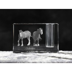 Clydesdale - kryształowy stojak na długopis z wizerunkiem konia, pamiątka, dekoracja, kolekcja.