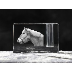 Haflinger, Titular de la pluma de cristal con el caballo, recuerdo, decoración, edición limitada, ArtDog