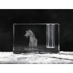 Morgan - kryształowy stojak na długopis z wizerunkiem konia, pamiątka, dekoracja, kolekcja.