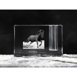 Mustang , Titular de la pluma de cristal con el caballo, recuerdo, decoración, edición limitada, ArtDog