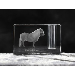 Poni de las Shetland, Titular de la pluma de cristal con el caballo, recuerdo, decoración, edición limitada, ArtDog