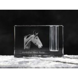 Australian Stock Horse - kryształowy stojak na długopis z wizerunkiem konia, pamiątka, dekoracja, kolekcja.