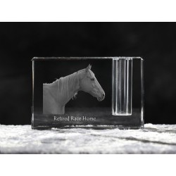 Retired Race Horse - kryształowy stojak na długopis z wizerunkiem konia, pamiątka, dekoracja, kolekcja.