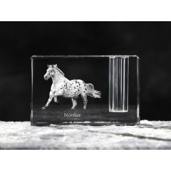 Noriker - kryształowy stojak na długopis z wizerunkiem konia, pamiątka, dekoracja, kolekcja.